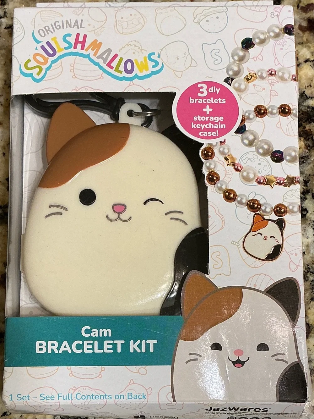 Original Squishmallows Cam the Cat Bracelet Kit with Keychain Storage Case - NIB